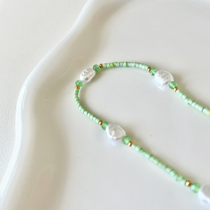 Collar NS5110 con Cuentas de Semillas Verdes Suaves, Imitación de <span class=keywords><strong>Perla</strong></span>, Chapado en Oro de 18K, para Mujer, Joyería Boho de Verano - Product Image 4