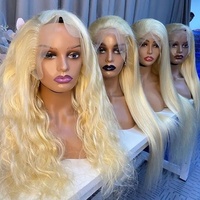 Perruques de cheveux humains vierges 613 de couleur indienne crue de temple perruque de cheveux humains Remy faite à la machine bouclée 613 pour les femmes noires