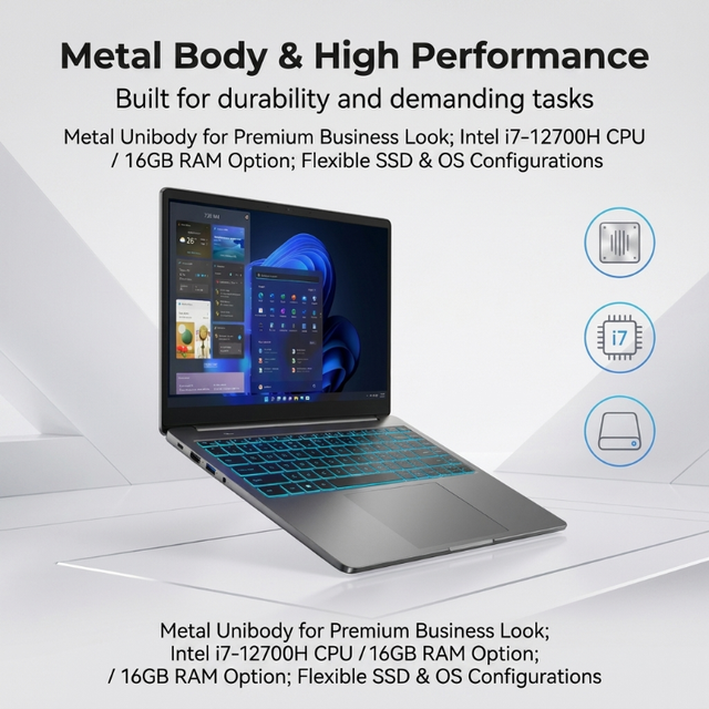Yifang N16 Pro 16-inch 2560*1600 Intel Core I7 12700H Metal Casing Type C Interface HDMI Fingerprint Recognition Business Laptop