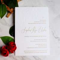 Cartes d'invitation de mariage en papier de coton sur mesure de 5x7 pouces, motif Floral, avec feuille aveugle et presse-lettre pour équipement d'événements