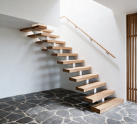 Rampe d'escalier flottante droite Prima en bois massif poli sur mesure, montage simple pour escalier droit intérieur de maison neuve