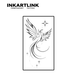 INKARTLINK Autocollant de <span class=keywords><strong>tatouage</strong></span> Phénix, Art d'oiseau épuré, Phénix élégant, Esthétique étoiles émergentes, Motifs végétaux, 15 jours, Fournitures en gros - Product Image 4