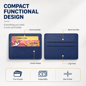 Porte-cartes en cuir PU premium à trois emplacements, pochette plate compacte et minimaliste pour usage quotidien, vente en gros, REACH - Product Image 2