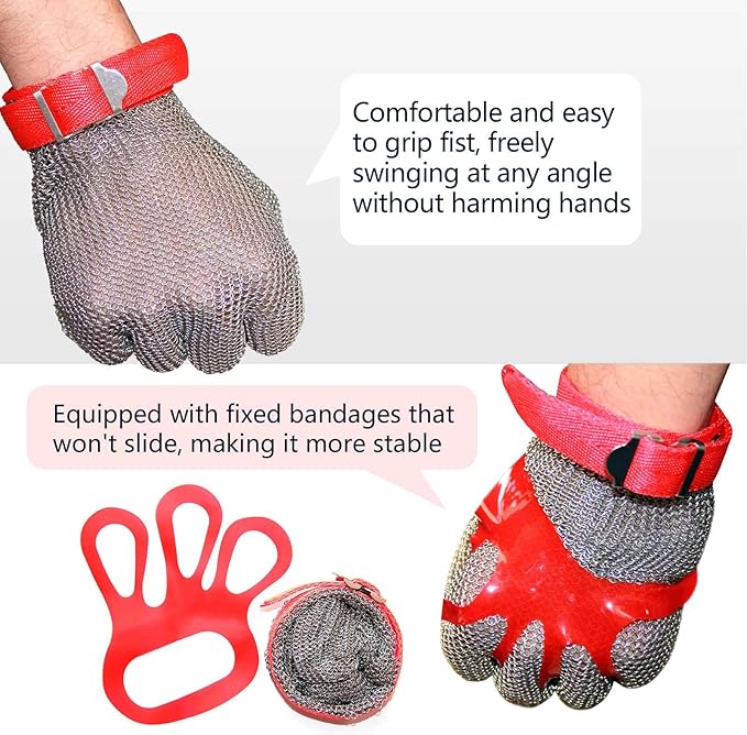 【mame24SS完売品】Lamé JerseyEvening Gloves XUZE Chain Mail Stainless Steel Wire Mesh Gloves for Butchers