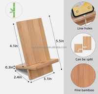 Support de téléphone et tablette en bois de bambou, écologique, pour bureau, finition polie, 14x7.8cm, MOQ 100, pour les fêtes