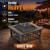 Table de barbecue multifonctionnelle en métal pour patio extérieur avec foyer, brasero et poêle à charbon de bois, facile à utiliser