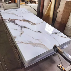 High Glossy Home Decoration Interior Luxury White Gold Grain TV Background UV Marble Sheet PVC Marble Sheet PVC Wall Panel