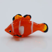 Figurine miniature artisanale en verre de Murano, technique de lampworking, poisson-clown marin, 2 cm, Journée de la Terre, vente en gros
