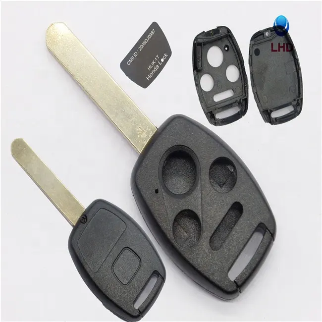 Key Fob Shell Case for Honda Keyless Entry Remote Head Key Combo 4 Buttons Replacement Car Key Casing with Uncut Blade Blank