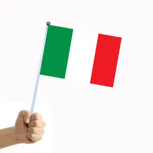 High Quality Polyester Printed Green White Red National Italy Hand Waving Flags Mini Italian Hand Held Flag
