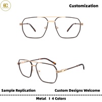 Lunettes optiques en métal durables de style classique personnalisables, monture à double pont, style aviateur, pour usage quotidien, OEM/ODM