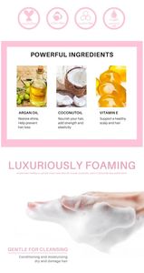 Mejora el cabello seco al hidratar el cabello rizado al eliminar el aceite de nuez marroquí suave anudado Aceite de coco Champú de aceite controlado Condi - Product Image 3