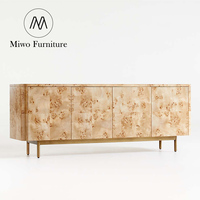 Buffet moderne en bois massif avec compartiments de rangement, armoire personnalisée en bois de placage naturel, console multimédia de rangement