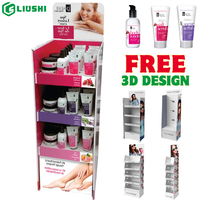Présentoir en carton POP au détail produits d'affichage en papier cosmétiques ondulés maquillage support à 4 étagères pour articles de beauté