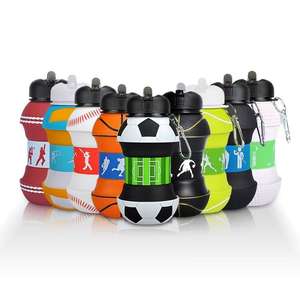 M pieghevole calcio/basket Silicone bottiglia di acqua, bambini/studente sport all'aperto bottiglia d'acqua. Supporta la personalizzazione di massa - Product Image 1
