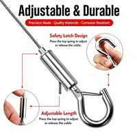 Kit de suspension de câble réglable avec pince à câble et crochet de sécurité, quincaillerie métallique pour suspensions de luminaires linéaires et panneaux