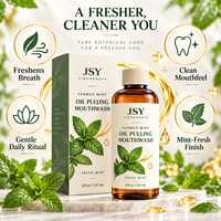 Bain de bouche à l'huile de menthe fraîche 237 ml pour soins bucco-dentaires quotidiens et une sensation de bouche propre et rafraîchie en bouteille ambrée Marque privée