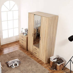 Étagère de lit, triple couleurs en bois, style moderne, 1 pièce, avec 2 tiroirs avec <span class=keywords><strong>porte</strong></span> miroir, armoire, 120cm - Product Image 4