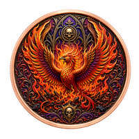 Pièce de monnaie en cuivre Phénix Rebirth 5 AVDP oz .999 Fine 3D Haute Relief Couleur UV Oiseau de feu mythique Memento Mori Art de collection Pièce de monnaie en cuivre