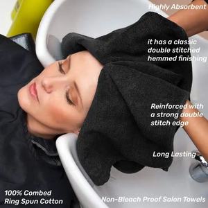 Peluquería de microfibra negra Mano Peluquería Baño Bordado Logotipo personalizado Spa Toalla facial Salón de belleza - Product Image 4