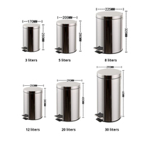 Poubelle en acier inoxydable avec couvercle à fermeture silencieuse, pour la maison, le bureau, l'hôtel, poubelle ronde durable