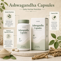 Capsules d'Ashwagandha OEM, Complément Alimentaire Herbal Quotidien, 60 Comprimés, Marque Privée & Formule Personnalisée, Certifié GMP