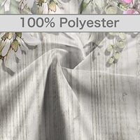 LIVING Ensemble de rideaux de douche en tissu, style classique vintage, thème jardin de campagne, avec 12 crochets, écologique, motif roses roses, rustique, aspect bois