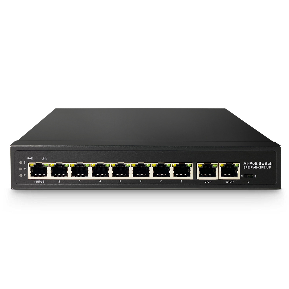 100Mbps Fast Ethernet 24V 48V PoE Switch 8 PoE Port with 2*100Mbps RJ45 Uplinks for Hikvision CCTV Camera · image 1