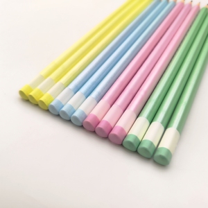 Crayons en bois triangulaires nacrés Macaron HB, finition Dip Top & Dip Ring, boîte de 12 pièces, logo personnalisé accepté, FSC EN71 ISO - Product Image 2