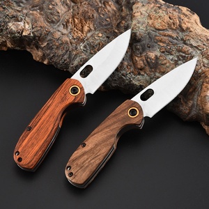 มีดพับ EDC ด้ามไม้แท้สั่งทำพิเศษ ใบมีดสแตนเลส สลักโลโก้ด้วยเลเซอร์ HK FB084 OEM สำหรับล่าสัตว์ - Product Image 2