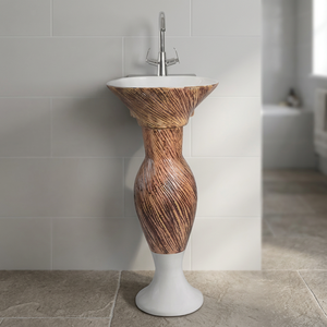 Lavabo de pedestal rectangular de cerámica roja clásica con delfín brillante para tocador de baño Uso de hospital y Villa Diseño moderno - Product Image 1