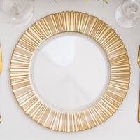 Assiettes de présentation en verre transparent pour événements festifs, décoration écologique, assiettes de mariage, couleur de bord doré, rose doré, noir, émail