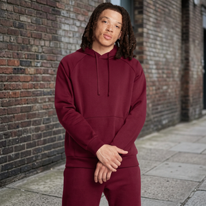 <b>Men's</b> <b>Burgundy</b> Hooded Sweatshirt Regular Fit Casual Autumn Wear 100% Cotton Knitted Front Pocket Design - Product Image 4