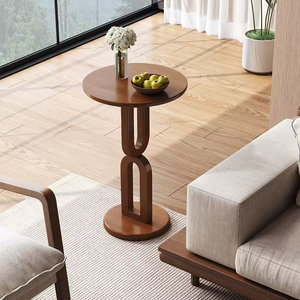 Modern Style Living Room Furniture Walnut Color Round Coffee <strong>Table</strong> Durable Eco-Friendly Solid Wood <strong>Side</strong> <strong>Table</strong> - Product Image 1