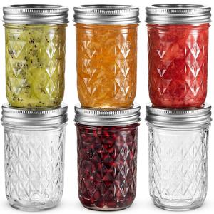 Bocal en verre rond à large bouche vide, bocal Mason de 8oz avec couvercle hermétique pour la confiture alimentaire, le cornichon au miel - Product Image 1