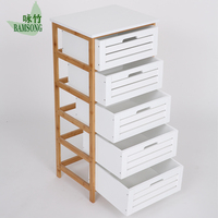 Cómoda Alta de Bambú con 5 Cajones, un Mueble de Almacenamiento de Gran Capacidad para la Organización del Dormitorio y Almacenamiento Adicional de Ropa y Ropa de Cama
