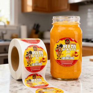 Étiquettes autocollantes rondes personnalisées en papier synthétique imperméable avec logo circulaire, en rouleau, pour l'emballage de bocaux et de bouteilles alimentaires - Product Image 5