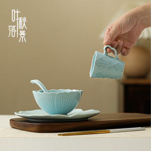 Service de table en céramique à motifs floraux, couleur unie, comprenant bol, assiette et tasse, pour usage domestique quotidien - Product Image 2