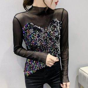 Nuova Maglietta da <span class=keywords><strong>Donna</strong></span> con Paillettes per Feste di <span class=keywords><strong>Natale</strong></span> e Capodanno, Manica Lunga, Collezione Primavera - Product Image 1