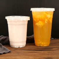 Gobelets en plastique PET jetables transparents avec couvercles, gobelets pour boissons froides à emporter, café glacé, jus, smoothie, latte, boisson