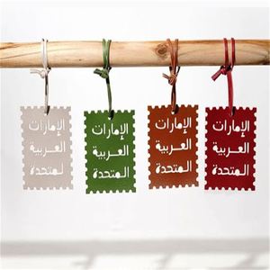 RTS 12 Colors PU Leather Fashion Square Arabic Letter Keychain Trendy <b>Bag</b> <b>Charm</b> for Daily-use Elegant Hanging Car <b>Bag</b> Decoration - Product Image 3