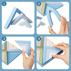 2024 3D câu đố đầy màu sắc lắp ráp hình học BPA miễn phí bé Silicone xếp chồng Teether trẻ em sáng tạo xây dựng khối thiết lập - Product Image 4