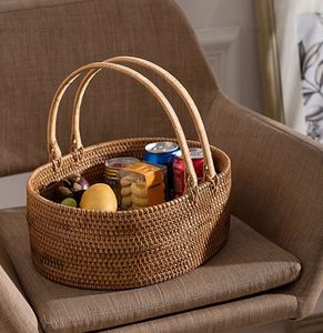 YILIN Factory Supply Hand-woven High Capacity Storage <b>Basket</b> Multifunction Kitchen <b>Picnic</b> Storage <b>Basket</b> With Handle - Product Image 5