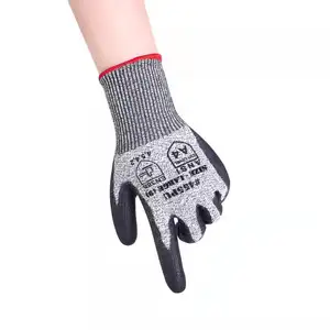 Factory wholesale ANSI A4 EN388 4542 HPPE Black PU coated gloves anti cut Safety gloves cut resistant working gloves