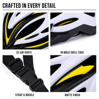 Casque de vélo pour adulte, moulé en interne, 22 aérations, réglable 57-62 cm, avec visière, doublure en velours amovible pour le cyclisme sur route