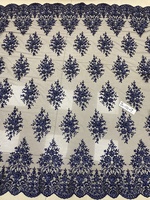 Tela de Encaje con Cuentas de Alta Calidad para Vestidos de Novia, Bordado de Doble Cara con Lentejuelas y Cuentas a Máquina, para Niñas