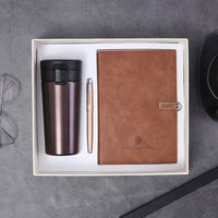 Ensemble de blocs-notes en cuir d'affaires personnalisables pour entreprises, tasses à café, vente en gros, promotionnel, luxe, journal A5, boîte cadeau avec stylo