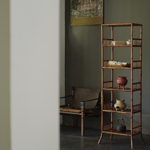 Étagère de rangement en bambou de style chinois, bibliothèque multi-niveaux sur pied pour salle de thé, salon, étagère de présentation - Product Image 4