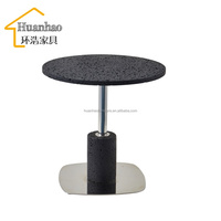 Mobilier de salon personnalisé Table d'appoint ronde en métal noir travertin et marbre Table basse de décoration intérieure Table de salon