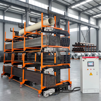 Système de stockage automatique de tuyaux robuste à étagères télescopiques électriques, thermolaqué, pour tubes en acier et profilés métalliques